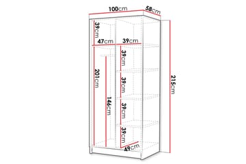 Julissa Garderob med Spegel 100 cm - Svart/Guld - Förvaring - Garderober & garderobssystem