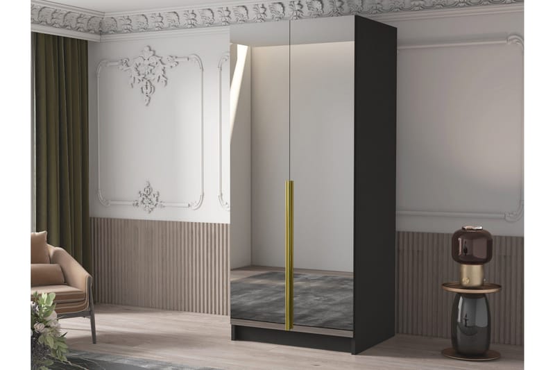 Julissa Garderob med Spegel 100 cm - Svart/Guld - Förvaring - Garderober & garderobssystem