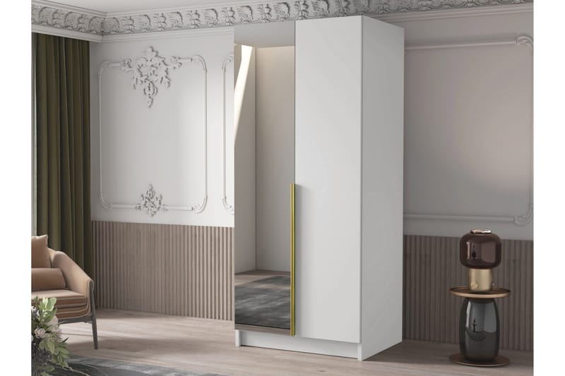 Julissa Garderob med Spegel 100 cm - Vit/Guld - Förvaring - Garderober & garderobssystem