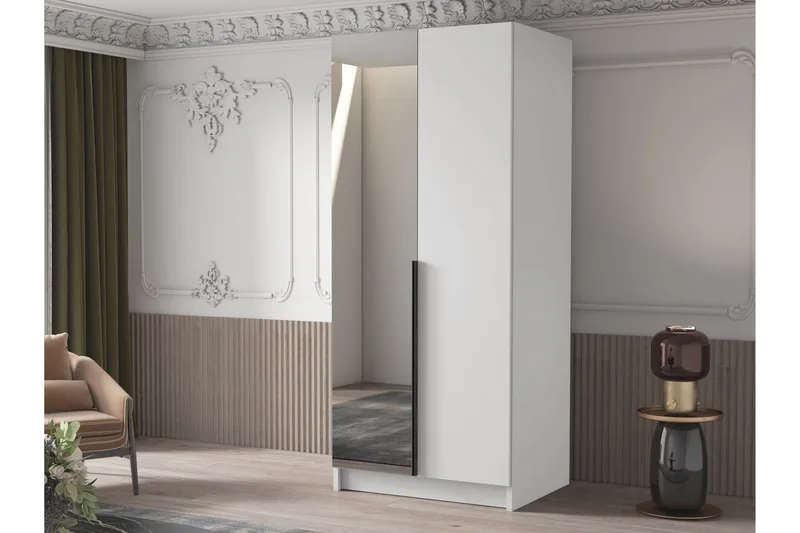 Julissa Garderob med Spegel 100 cm - Vit/Svart - Förvaring - Garderober & garderobssystem