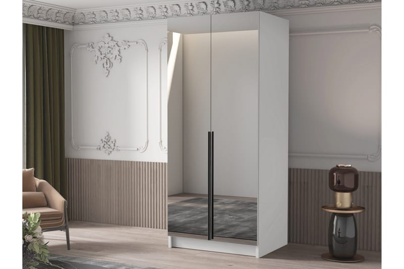 Julissa Garderob med Spegel 100 cm - Vit/Svart - Förvaring - Garderober & garderobssystem