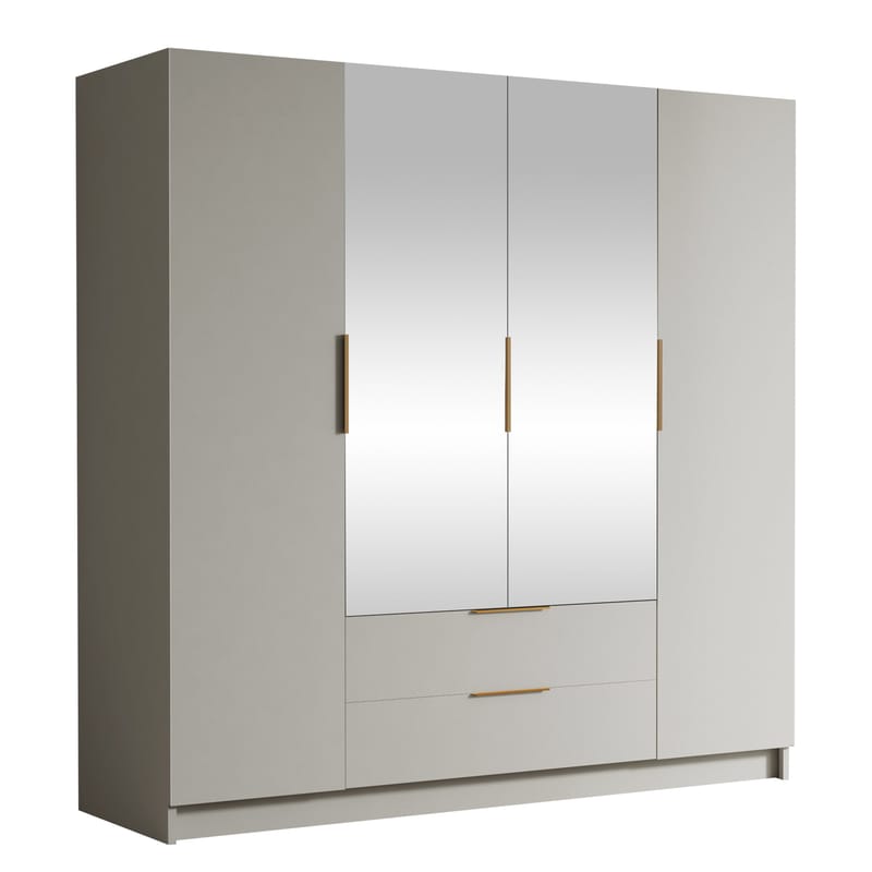 Kelros Garderob med Spegel 200x216 cm - Beige - Förvaring - Garderober & garderobssystem