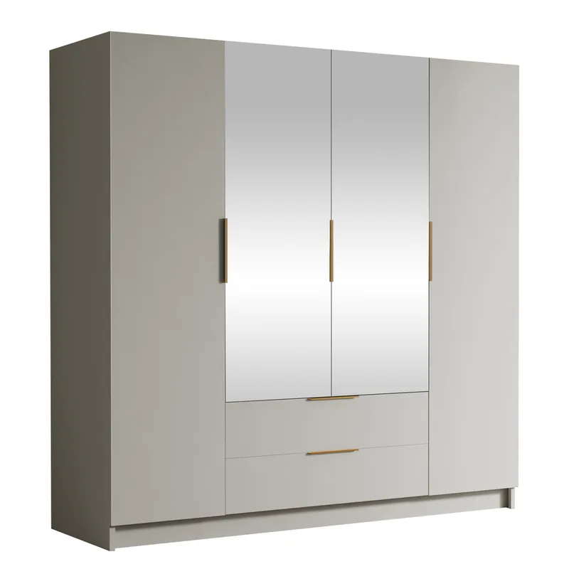 Kelros Garderob med Spegel 200x216 cm - Beige - Förvaring - Garderober & garderobssystem