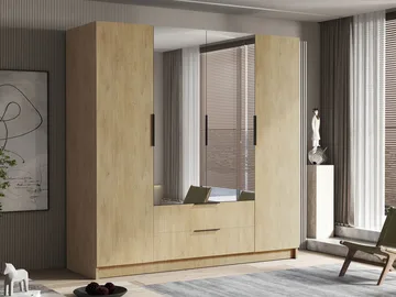 Kelros Garderob med Spegel 200x216 cm - Brun - Förvaring - Garderober & garderobssystem