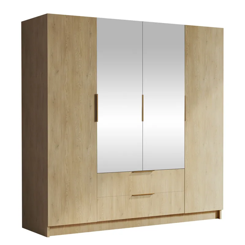 Kelros Garderob med Spegel 200x216 cm - Brun - Förvaring - Garderober & garderobssystem