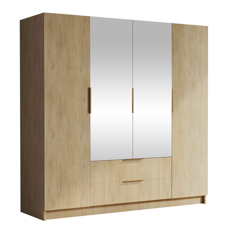 Kelros Garderob med Spegel 200x216 cm - Brun - Förvaring - Garderober & garderobssystem