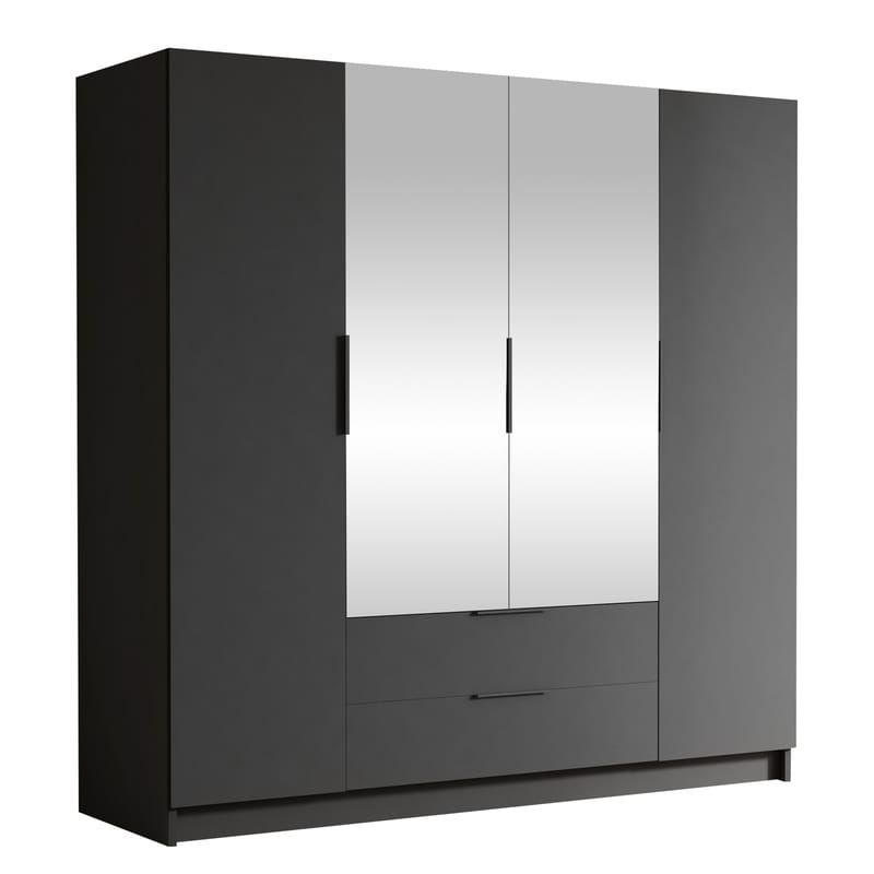 Kelros Garderob med Spegel 200x216 cm - Svart - Förvaring - Garderober & garderobssystem