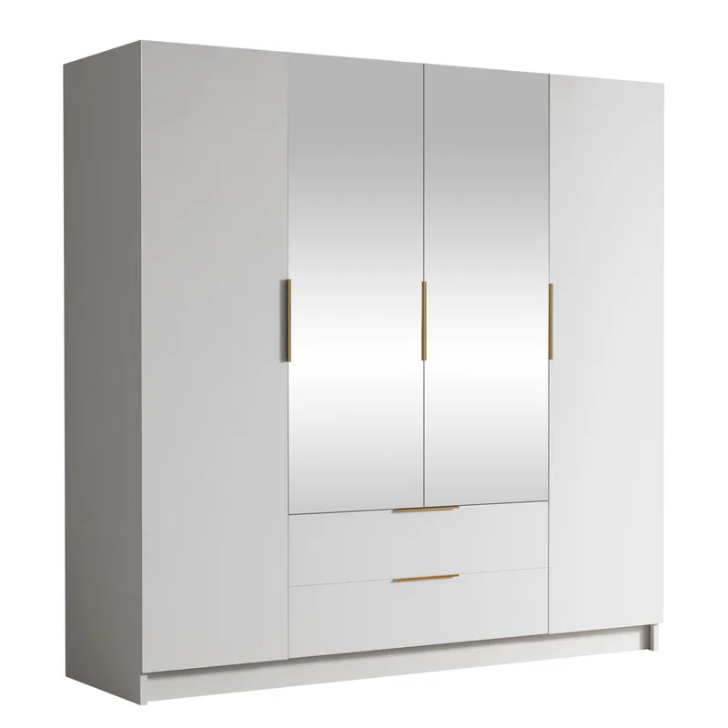 Kelros Garderob med Spegel 200x216 cm, Vit