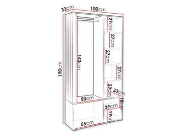 Kennard Garderob med spegel 100 cm - brun - Förvaring - Garderober & garderobssystem