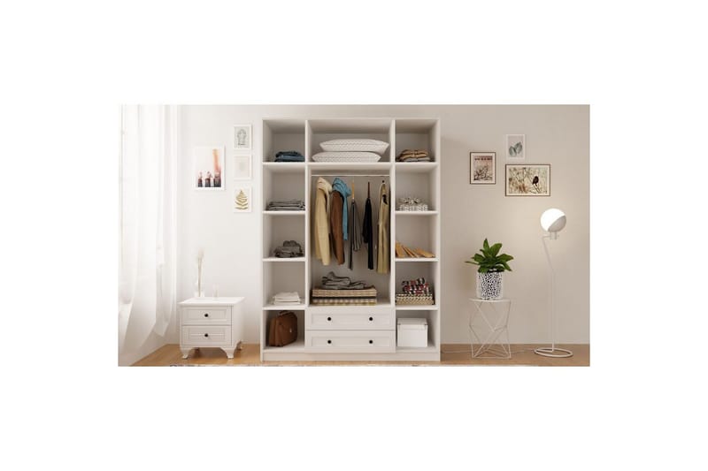 Kesra Garderobsskåp 140x184 cm - Matt Vit - Förvaring - Garderober & garderobssystem