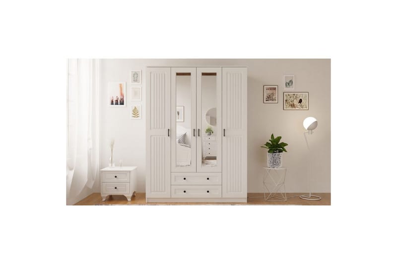 Kesra Garderobsskåp 140x184 cm - Matt Vit - Förvaring - Garderober & garderobssystem