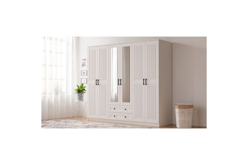 Kesra Garderobsskåp 210x184 cm - Matt Vit - Förvaring - Garderober & garderobssystem