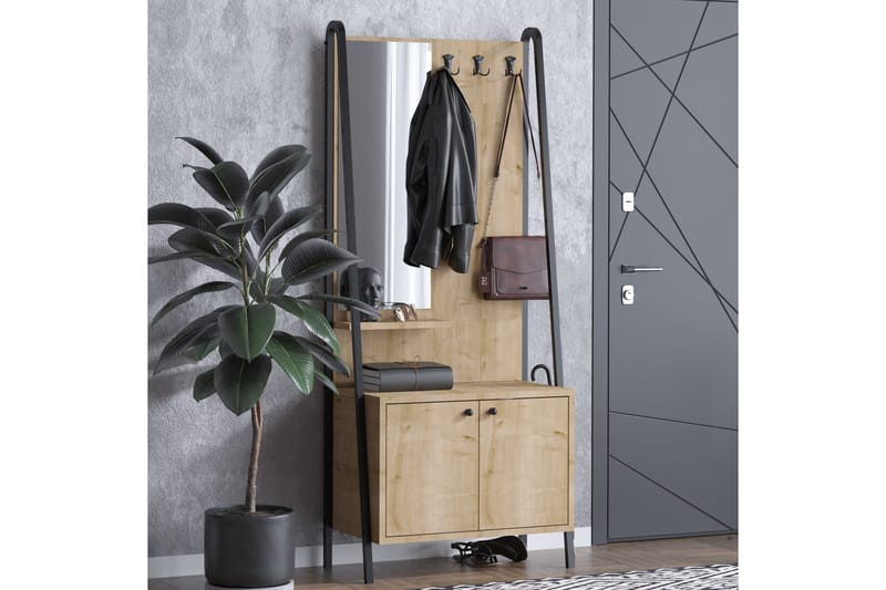 Herrbetjänt Naisi 74 cm - Ek/Svart - Förvaring - Klädförvaring - Klädhängare - Herrbetjänt