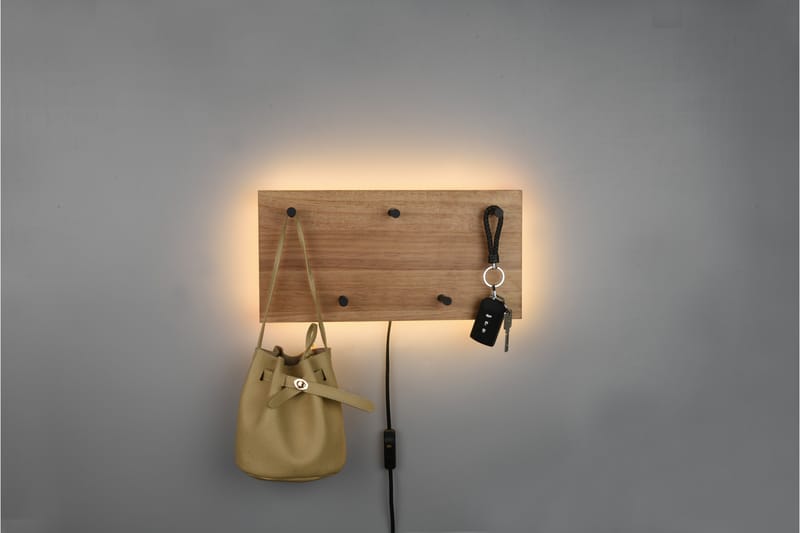 Klädhängare Samantha LED-belyst 40x20 cm Trä/Svart - Trä/Svart - Förvaring - Klädförvaring - Klädhängare - Krokar