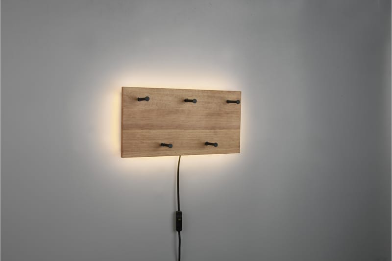 Klädhängare Samantha LED-belyst 40x20 cm Trä/Svart - Trä/Svart - Förvaring - Klädförvaring - Klädhängare - Krokar