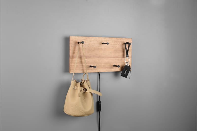 Klädhängare Samantha LED-belyst 40x20 cm Trä/Svart - Trä/Svart - Förvaring - Klädförvaring - Klädhängare - Krokar