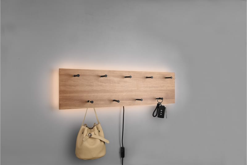 Klädhängare Samantha LED-belyst 75x30 cm Trä/Svart - Trä/Svart - Förvaring - Klädförvaring - Klädhängare - Krokar