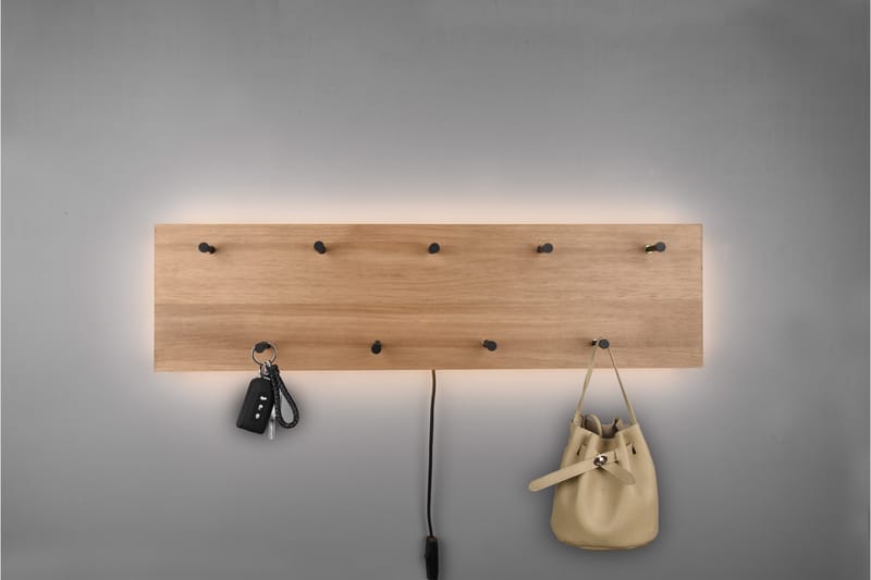 Klädhängare Samantha LED-belyst 75x30 cm Trä/Svart - Trä/Svart - Förvaring - Klädförvaring - Klädhängare - Krokar
