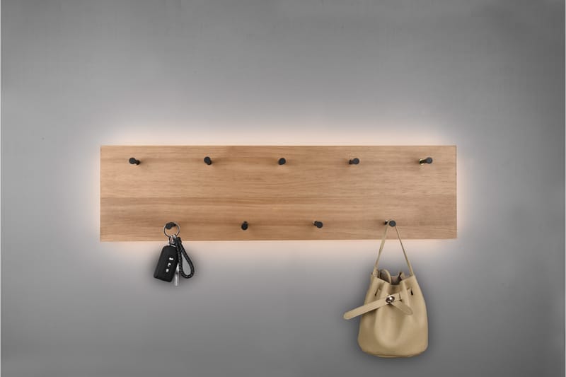 Klädhängare Samantha LED-belyst 75x30 cm Trä/Svart - Trä/Svart - Förvaring - Klädförvaring - Klädhängare - Krokar