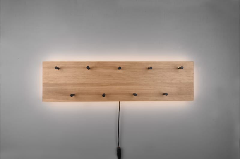 Klädhängare Samantha LED-belyst 75x30 cm Trä/Svart - Trä/Svart - Förvaring - Klädförvaring - Klädhängare - Krokar