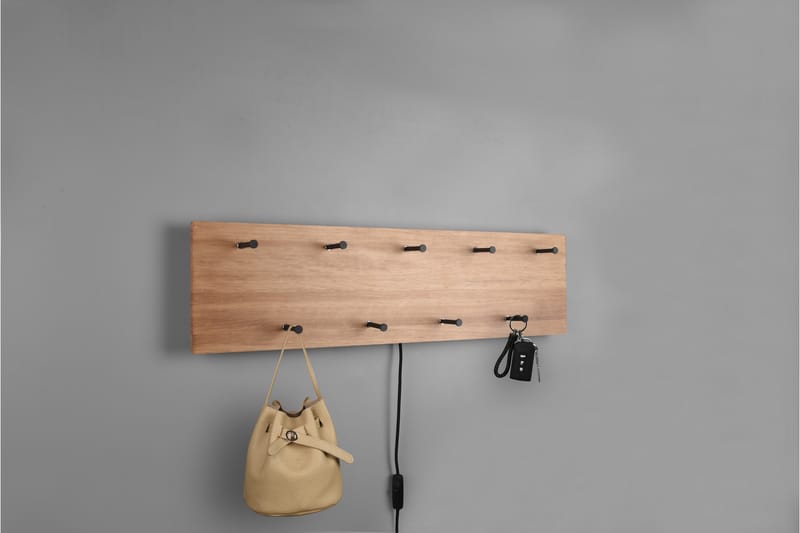 Klädhängare Samantha LED-belyst 75x30 cm Trä/Svart - Trä/Svart - Förvaring - Klädförvaring - Klädhängare - Krokar