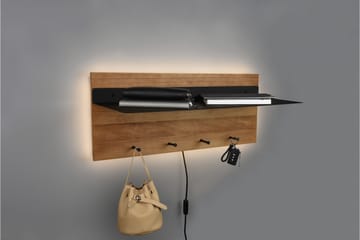 Klädhängare Samantha LED-belyst med hylla 75x30 cm Trä/Svart - Trä/Svart - Förvaring - Klädförvaring - Klädhängare - Krokar