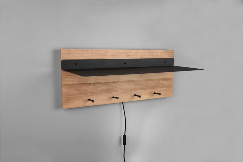 Klädhängare Samantha LED-belyst med hylla 75x30 cm Trä/Svart - Trä/Svart - Förvaring - Klädförvaring - Klädhängare - Krokar