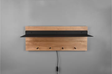Klädhängare Samantha LED-belyst med hylla 75x30 cm Trä/Svart - Trä/Svart - Förvaring - Klädförvaring - Klädhängare - Krokar