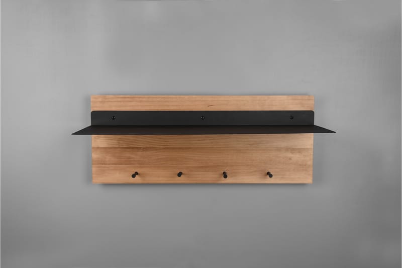 Klädhängare Samantha LED-belyst med hylla 75x30 cm Trä/Svart - Trä/Svart - Förvaring - Klädförvaring - Klädhängare - Krokar