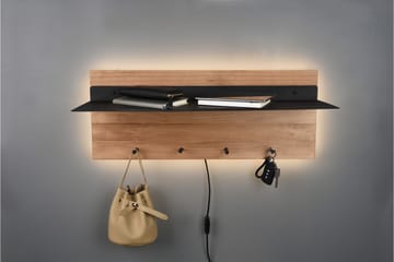 Klädhängare Samantha LED-belyst med hylla 75x30 cm Trä/Svart - Trä/Svart - Förvaring - Klädförvaring - Klädhängare - Krokar