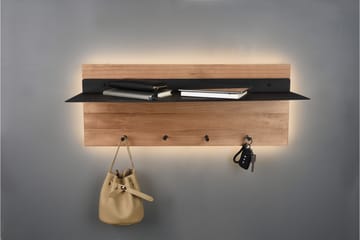 Klädhängare Samantha LED-belyst med hylla 75x30 cm Trä/Svart - Trä/Svart - Förvaring - Klädförvaring - Klädhängare - Krokar