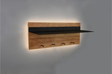 Klädhängare Samantha LED-belyst med hylla 75x30 cm Trä/Svart - Trä/Svart - Förvaring - Klädförvaring - Klädhängare - Krokar