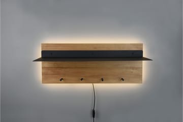 Klädhängare Samantha LED-belyst med hylla 75x30 cm Trä/Svart - Trä/Svart - Förvaring - Klädförvaring - Klädhängare - Krokar