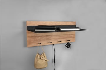 Klädhängare Samantha LED-belyst med hylla 75x30 cm Trä/Svart - Trä/Svart - Förvaring - Klädförvaring - Klädhängare - Krokar