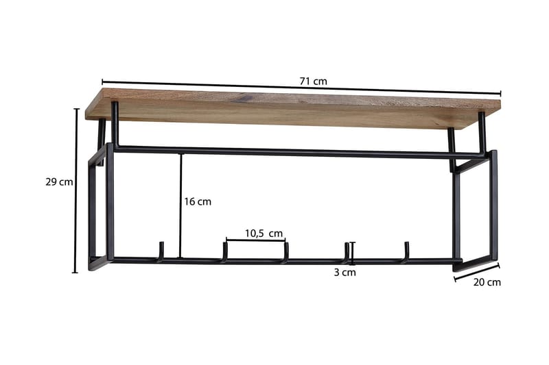 Klädkrok Mexus 71 cm - Brun - Förvaring - Klädförvaring - Klädhängare - Krokar