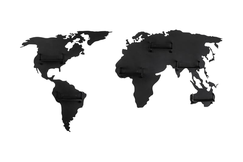 Klädkrok World Map - Svart - Krokar