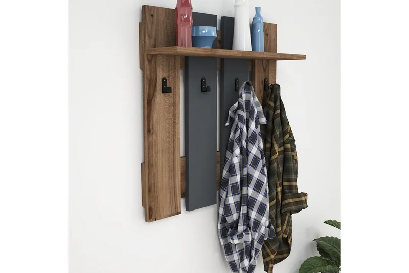 Puqa Design Klädhängare - Valnöt/Mörkgrå - Förvaring - Klädförvaring - Klädhängare - Krokar