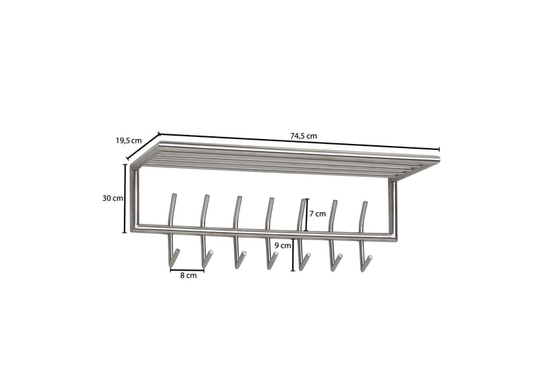 Seddik Klädkrok 75 cm - Silver - Förvaring - Klädförvaring - Klädhängare - Krokar
