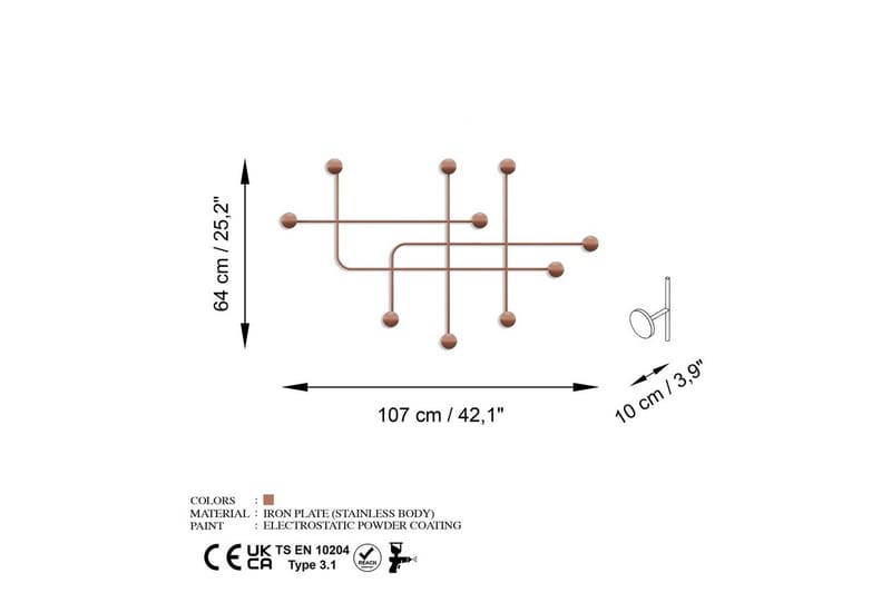 Metall Väggkrok Australia Koppar - Koppar - Förvaring - Klädförvaring - Klädhängare - Krokar