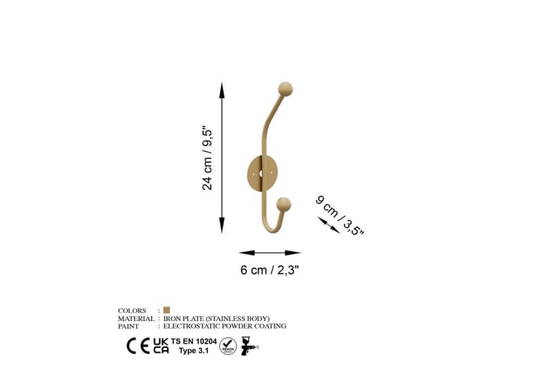 Metall Väggkrok Coriorgate Rany - Rany - Förvaring - Klädförvaring - Klädhängare - Krokar
