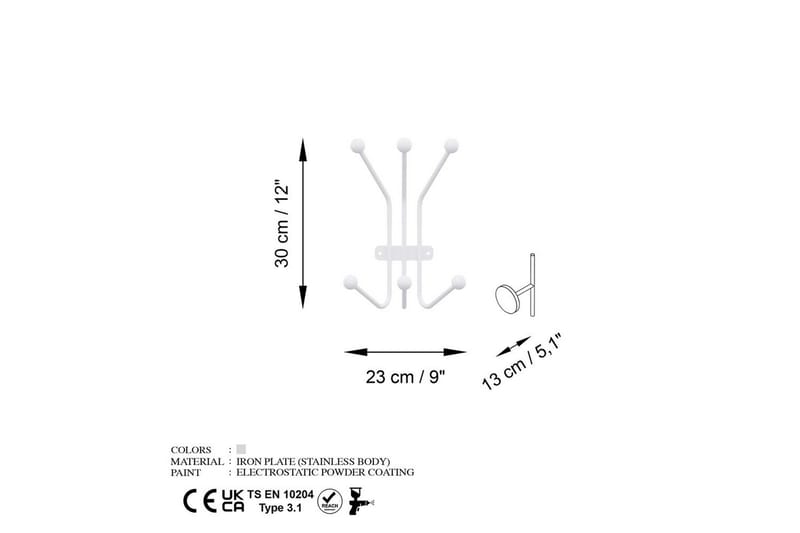 Metall Väggkrok Narwaniran Vit - Vit - Förvaring - Klädförvaring - Klädhängare - Krokar