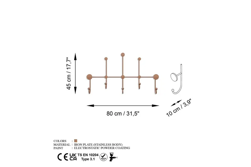 Metall Väggkrok Ranjita Koppar - Koppar - Förvaring - Klädförvaring - Klädhängare - Krokar