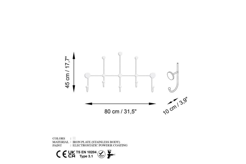 Metall Väggkrok Ranjita Vit - Vit - Förvaring - Klädförvaring - Klädhängare - Krokar