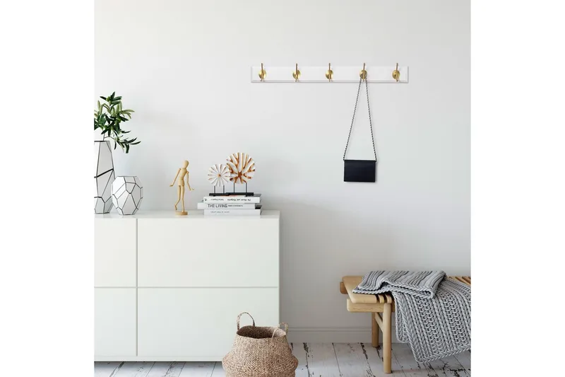 Träväggkrok Ranvir Vit / Rany - 65 x 7 x 8 - Förvaring - Klädförvaring - Klädhängare - Krokar