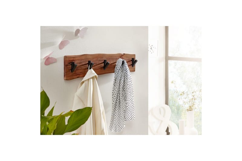 Vägghylla Wohnling Vägghängd kapphängare i massivt trä med trädets kantindustri, 60 cm - Förvaring - Klädförvaring - Klädhängare - Klädställning