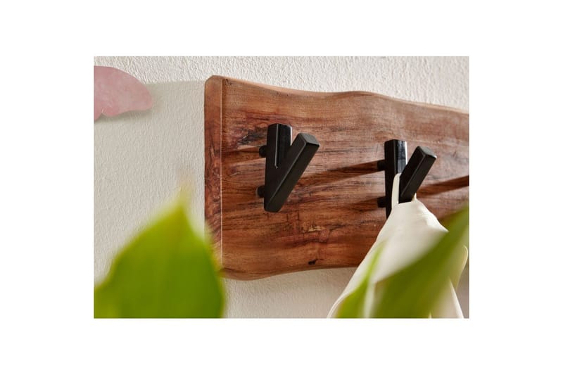 Vägghylla Wohnling Vägghängd kapphängare i massivt trä med trädets kantindustri, 60 cm - Förvaring - Klädförvaring - Klädhängare - Klädställning