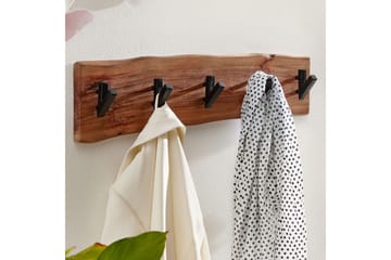 Vägghylla Wohnling Vägghängd kapphängare i massivt trä med trädets kantindustri, 60 cm - Förvaring - Klädförvaring - Klädhängare - Klädställning