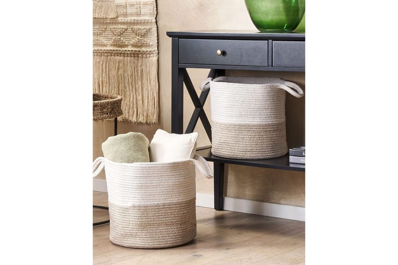 Korg Pazha set om 2 Beige, vit - Beige, vit - Förvaring - Klädförvaring - Tvättkorg