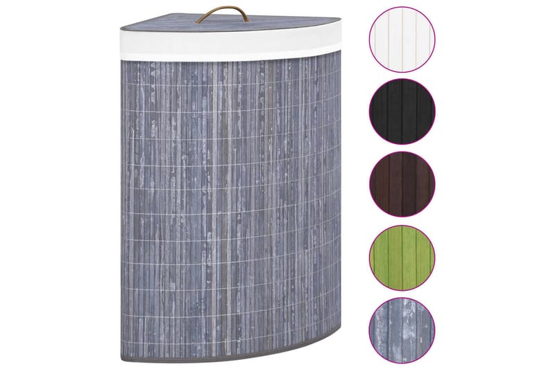 Tvättkorg för hörn bambu grå 60 L - Grå - Tvättkorg