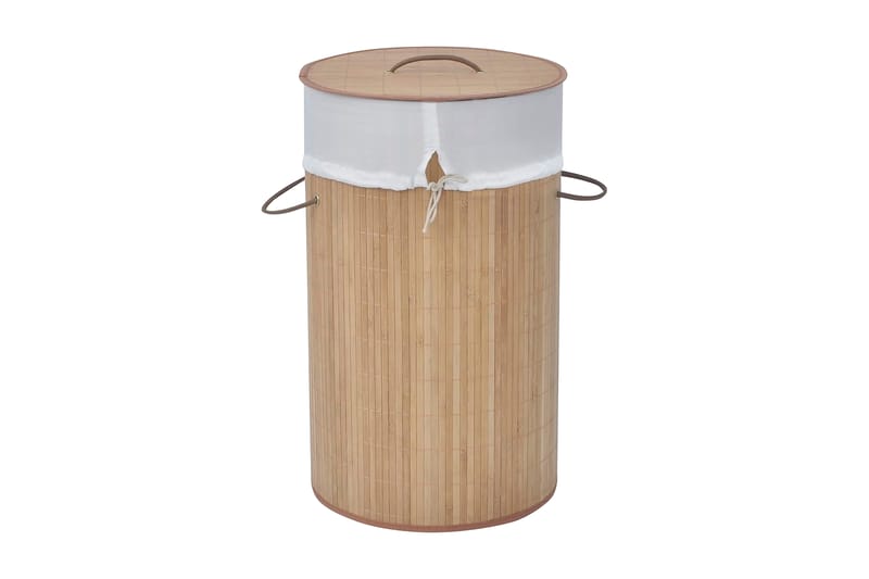 Tvättkorg i bambu rund naturfärg - Brun - Tvättkorg
